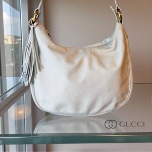 AUTHENTIC GUCCI BAG CREAM SOFT LEATHER HOBO SHOULDER/CROSSBODY GOLD HARDWARE